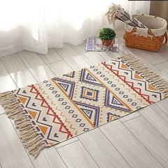 Decorative Ethnic Style Cotton Linen Tufted Rug