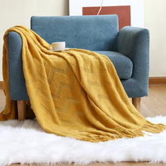 Geometric Knitted Throw Blanket