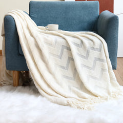 Geometric Knitted Throw Blanket