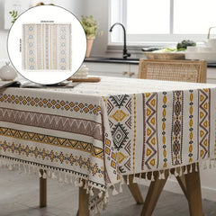 Ethnic Vibe Waterproof Tablecloth with Tassels