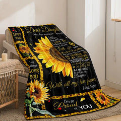 Daughter Gift - Sunflower Cozy Flannel Blanket