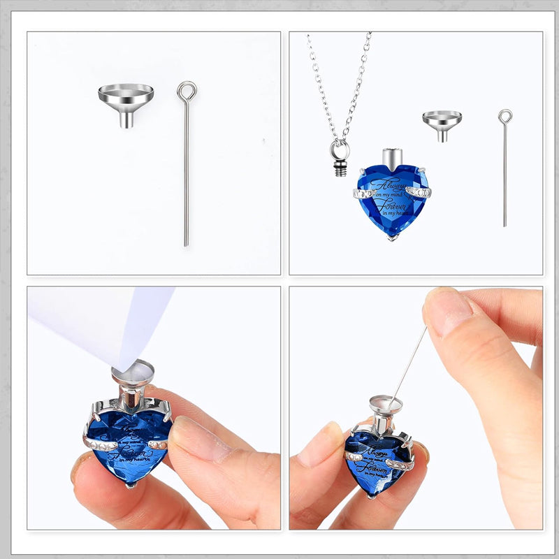 Blue CZ Crystal Heart Memorial Pendant — Granny's Treasured Keepsake Collection