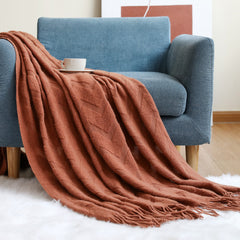 Geometric Knitted Throw Blanket