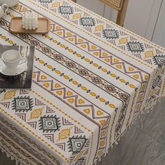 Ethnic Vibe Waterproof Tablecloth with Tassels