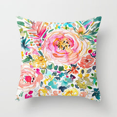 Graffiti Flower Print Accent Pillows