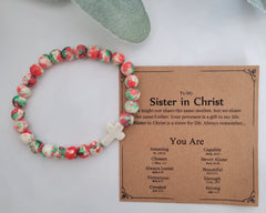Handmade Stretch Bead Bracelet with Charm & Scripture Card
