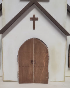 Handcrafted Wooden Church with Opening Doors & Personalized Scripture One-of-a-Kind Christian Decor