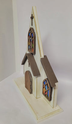 Handcrafted Wooden Church with Opening Doors & Personalized Scripture One-of-a-Kind Christian Decor