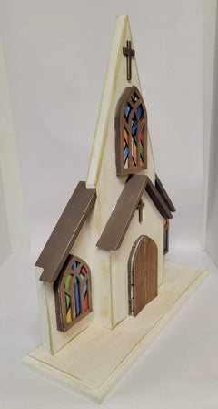 Handcrafted Wooden Church with Opening Doors & Personalized Scripture One-of-a-Kind Christian Decor