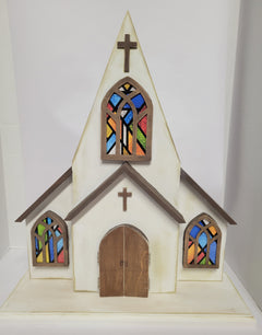 Handcrafted Wooden Church with Opening Doors & Personalized Scripture One-of-a-Kind Christian Decor