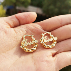 Custom Jewelry Gift Set – Name Necklace & Heart Birthstone Earrings