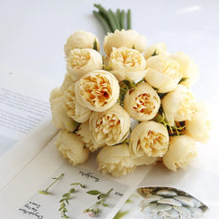 27-Piece Tea Rose Bouquet for Weddings and Home Decor
