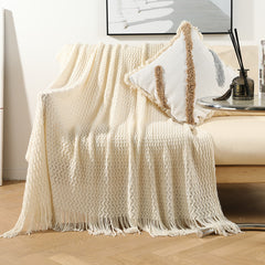 Nordic Vibe Sofa Blanket with Tassels