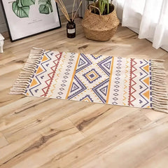 Decorative Ethnic Style Cotton Linen Tufted Rug