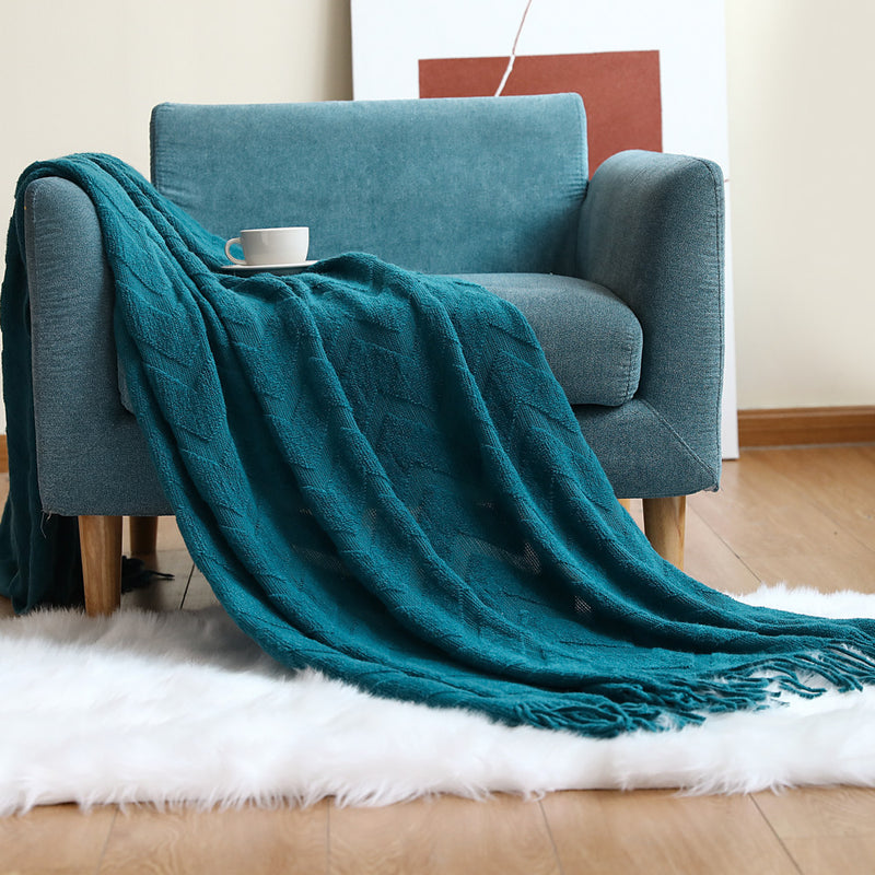 Geometric Knitted Throw Blanket