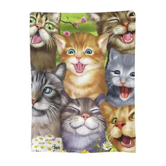 Cat Selfie Flannel Throw Blanket