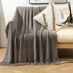 Nordic Vibe Sofa Blanket with Tassels