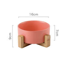 StableSip™ Ceramic Dog Bowl with Wooden Stand | No-Spill Pet Bowl