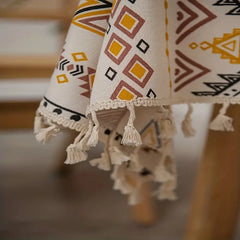 Ethnic Vibe Waterproof Tablecloth with Tassels