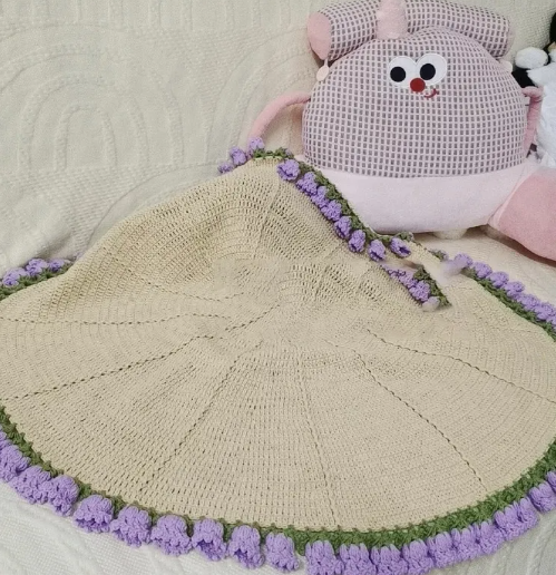 DIY Crocheted Blue Be;; Flower Blanket KIT