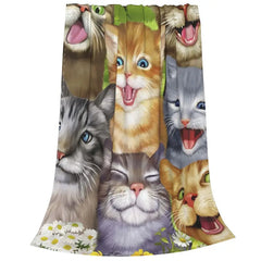 Cat Selfie Flannel Throw Blanket