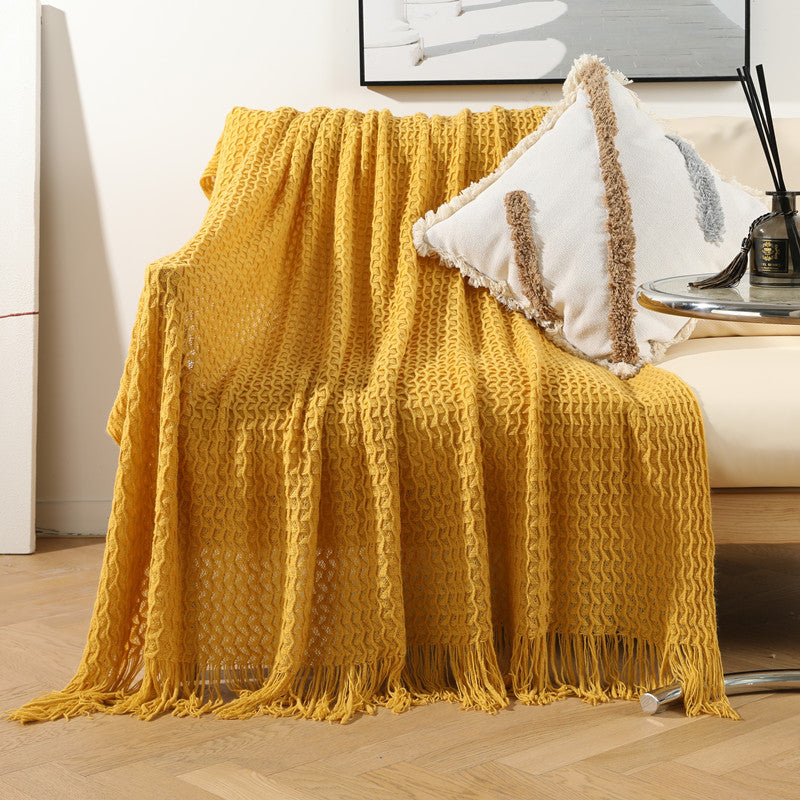 Nordic Vibe Sofa Blanket with Tassels
