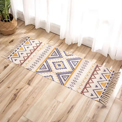 Decorative Ethnic Style Cotton Linen Tufted Rug