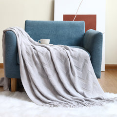 Geometric Knitted Throw Blanket