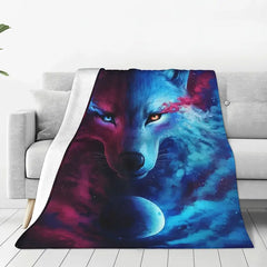 Celestial Wolf Micro Fleece Throw Blanket