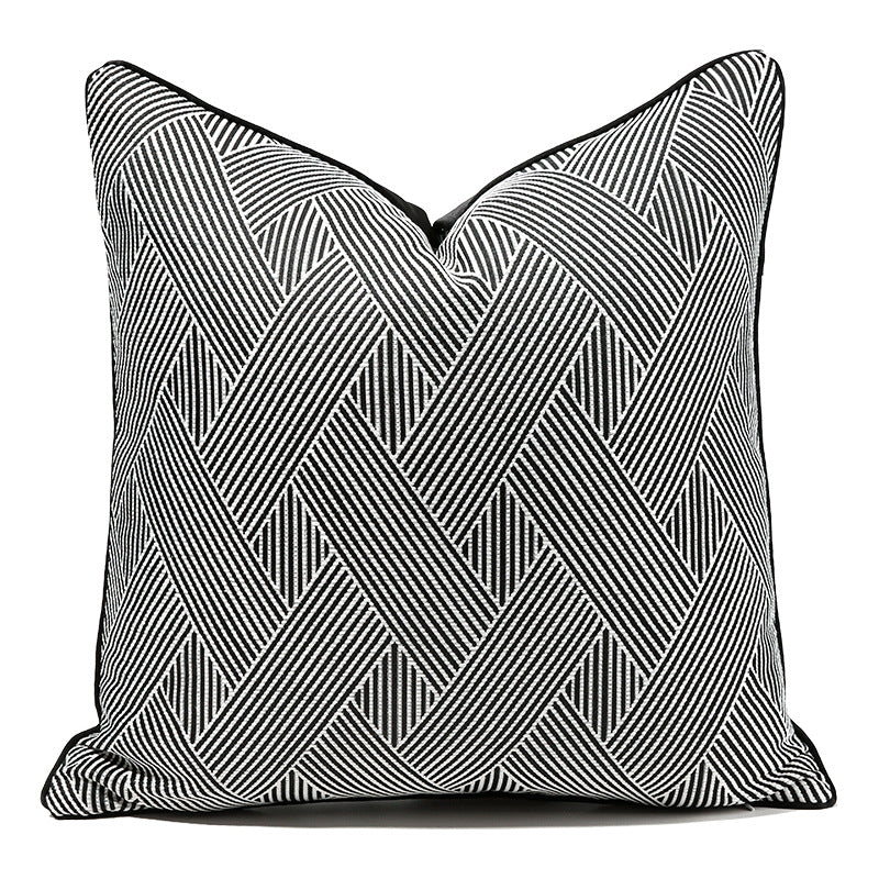Black and White Striped Accent Pillow