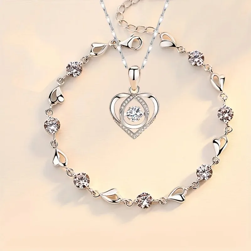 White Heart of The Ocean Jewelry Set - With Keepsake Rose Jewelry Box