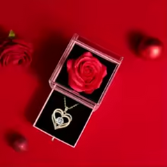 Beautiful Gold Double Heart Necklace w/Jewelry Box Gift Set