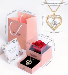 Beautiful Gold Double Heart Necklace w/Jewelry Box Gift Set