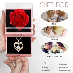 Beautiful Gold Double Heart Necklace w/Jewelry Box Gift Set