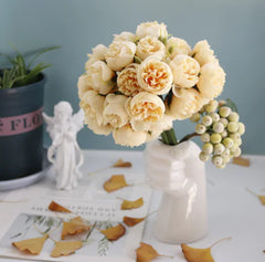 27-Piece Tea Rose Bouquet for Weddings and Home Decor