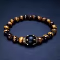 Stunning Men's Hematite Bracelet - Natural Stones and Crown Cap Design