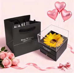 Dazzling Sunflower Gift Set for Her – Jewelry Box with Crystal Pendant Necklace