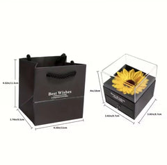 Dazzling Sunflower Gift Set for Her – Jewelry Box with Crystal Pendant Necklace