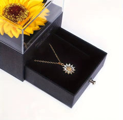 Dazzling Sunflower Gift Set for Her – Jewelry Box with Crystal Pendant Necklace
