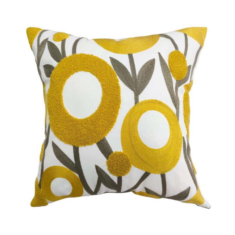 Embroidered Plush Tassel Sofa Cushion