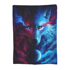 Celestial Wolf Micro Fleece Throw Blanket