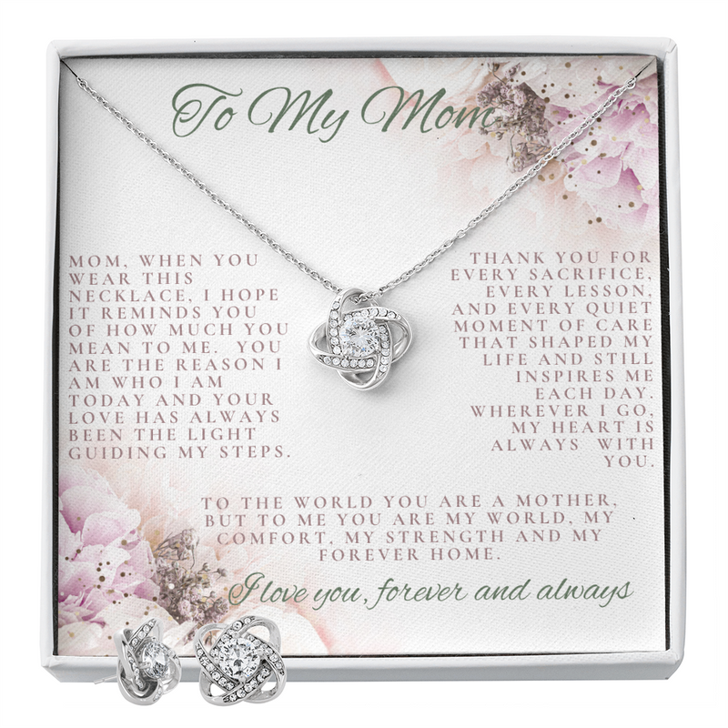 She Will Cry!  The Love Knot Necklace and Earrings are perfectly paired!