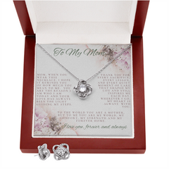 She Will Cry!  The Love Knot Necklace and Earrings are perfectly paired!