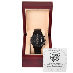 Whisper "Sweet Nothings" he can carry with him every day!  Exquisite Black Chronograph Watch For Him