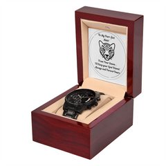 Whisper "Sweet Nothings" he can carry with him every day!  Exquisite Black Chronograph Watch For Him