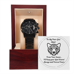 Whisper "Sweet Nothings" he can carry with him every day!  Exquisite Black Chronograph Watch For Him