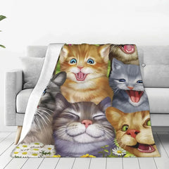 Cat Selfie Flannel Throw Blanket