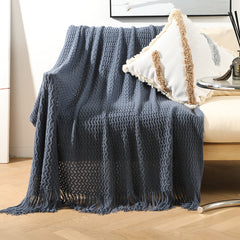 Nordic Vibe Sofa Blanket with Tassels