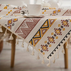 Ethnic Vibe Waterproof Tablecloth with Tassels