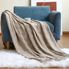 Geometric Knitted Throw Blanket